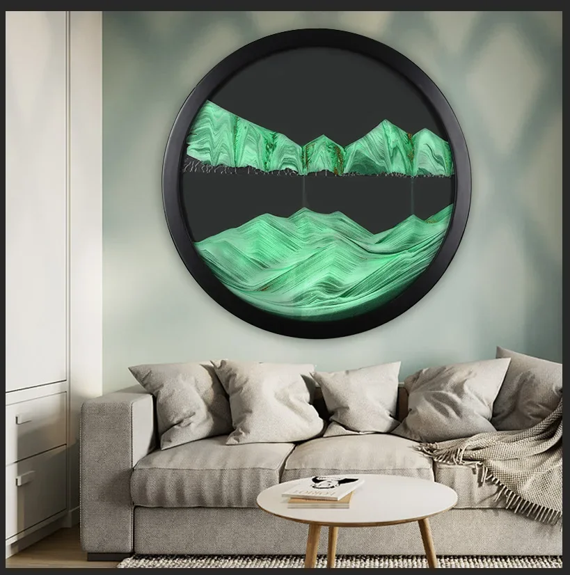 Flowing Sand Painting Living Room Decoration Ornaments, Creative Holiday Gifts, 3D Dynamic Art, Circular Flowing Sand Painting