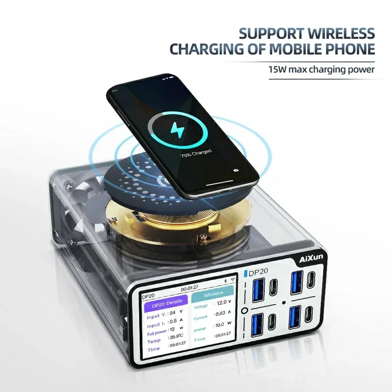 AIXUN DP20 Desktop Smart Fast Charger for iPhone Android PD QC Fast Charging 4-Channel dual-interface charging 110V 220V