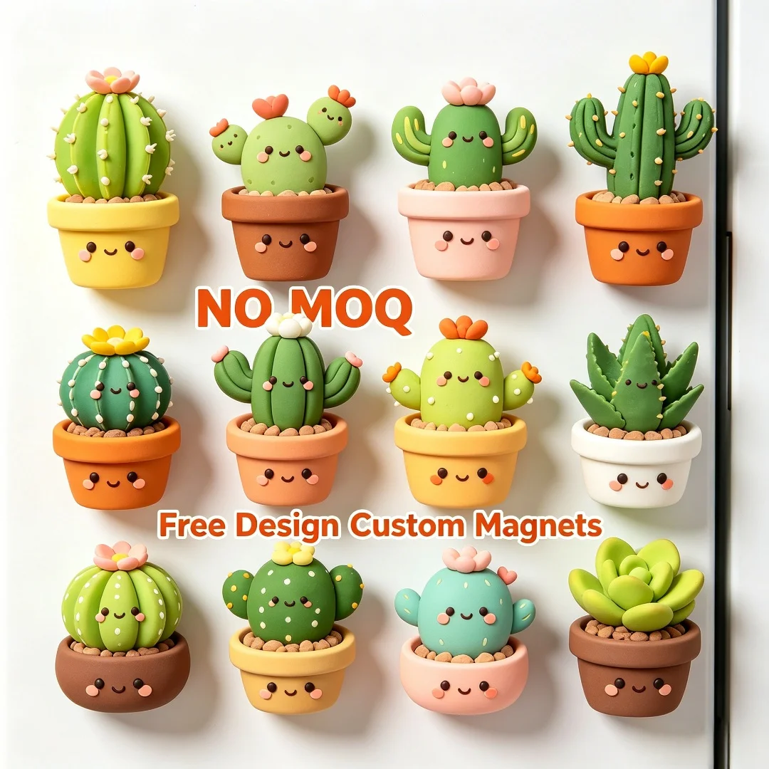 Custom 3D Resin Succulent Fridge Magnet, Personalized Cute Cactus Plant Refrigerator Sticker, Home Decor