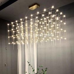 Modern Luxury Rectangular Chandelier LED Firefly Chandelier For Hotel Lobby Project Decor Square Front Desk Cube Pendant Lamp