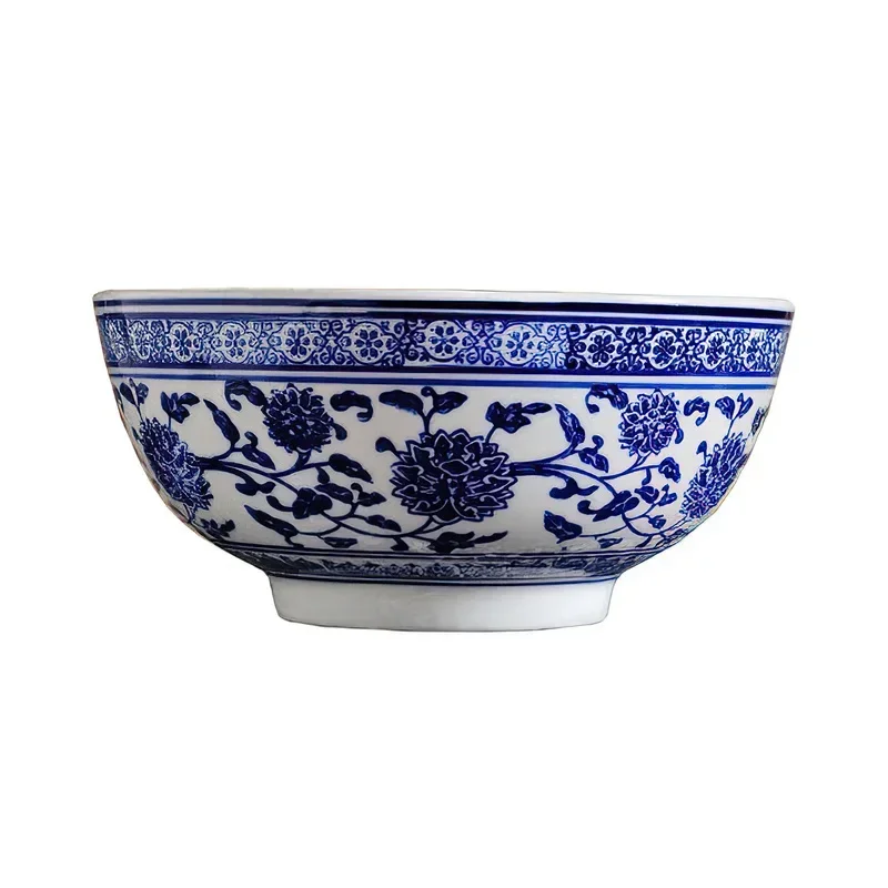 Blue And White Large Bowl Ceramic Bowl Blue And White Porcelain Japanese Bone China Tableware Rice Noodle Kitchen Supplies