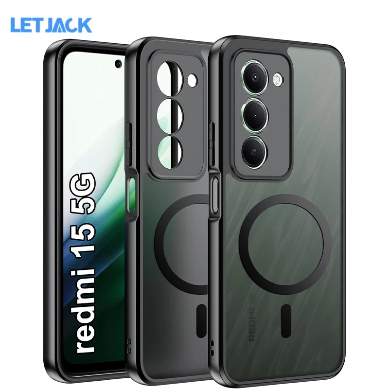 

Фундаментный чехол для Redmi 15 15C 14C 13C A5 4G Роскошный матовый магнитный чехол Magsafe для телефона Redmi Note 13 14 Pro+ 5G Противоударный чехол