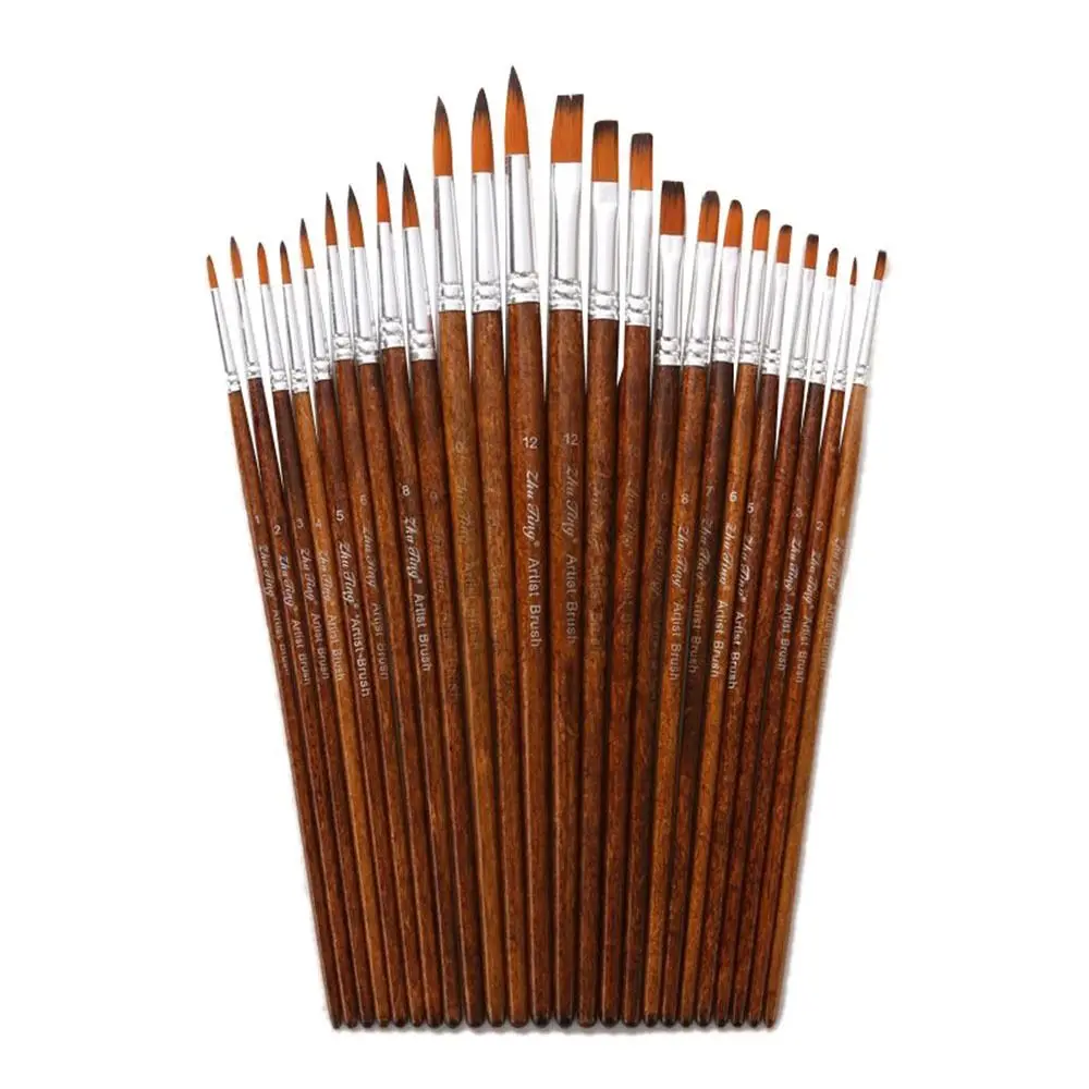 

12Pcs Nylon Watercolor Brush Set Soft Hair Pointed Round Flat Head Hand Drawn Watercolor Beginner's Art Artists Flat Brushes