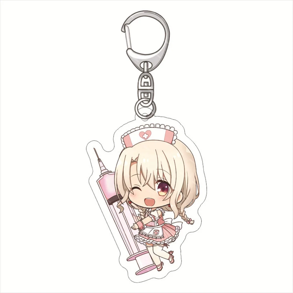 Anime Fate/kaleid Liner Illyasviel·Von·Einzbern Keychain Transparent Acrylic Nurse Figure Miyu Edelfelt Tohsaka Rin Keyring Gift