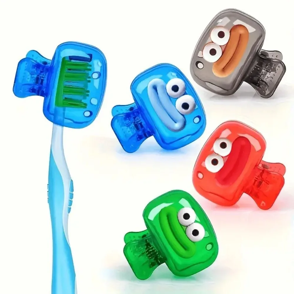

2pcs Portable Plastic Toothbrush Holder Washable Cute Toothbrush Head Cap Durable Protective Toothbrush Case Travel Use