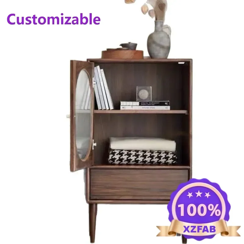 Factory Direct 2026 Simple solid wood wine cabinet, living room storage locker, Nordic TV side cabinet, sofa corner cabinet, bla