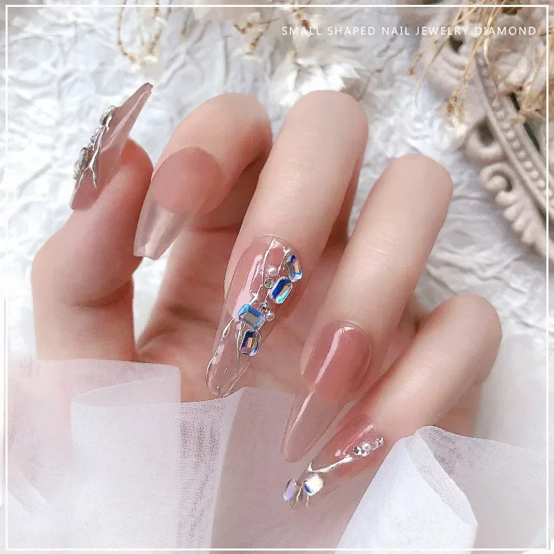 100pcs Mini Nail Art Rhinestones Crystal Acrylic Flatback Diamonds Mixed Shape Sparkle DIY Nail Luxury Manicure Accessories