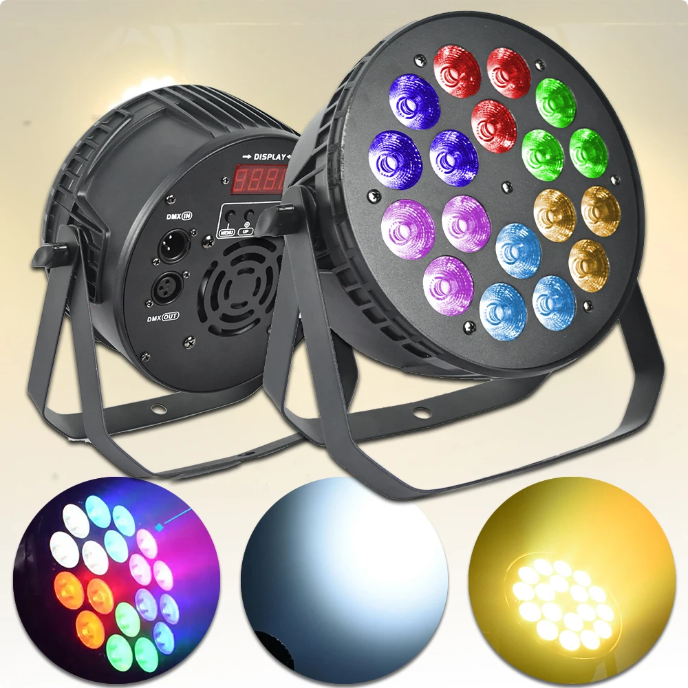 18x10W RGBWA 5in1 LED Par Light Stage Professional DJ Party Disco Wedding Stage Lighting DMX512 Controlled Aluminum Spot Lights