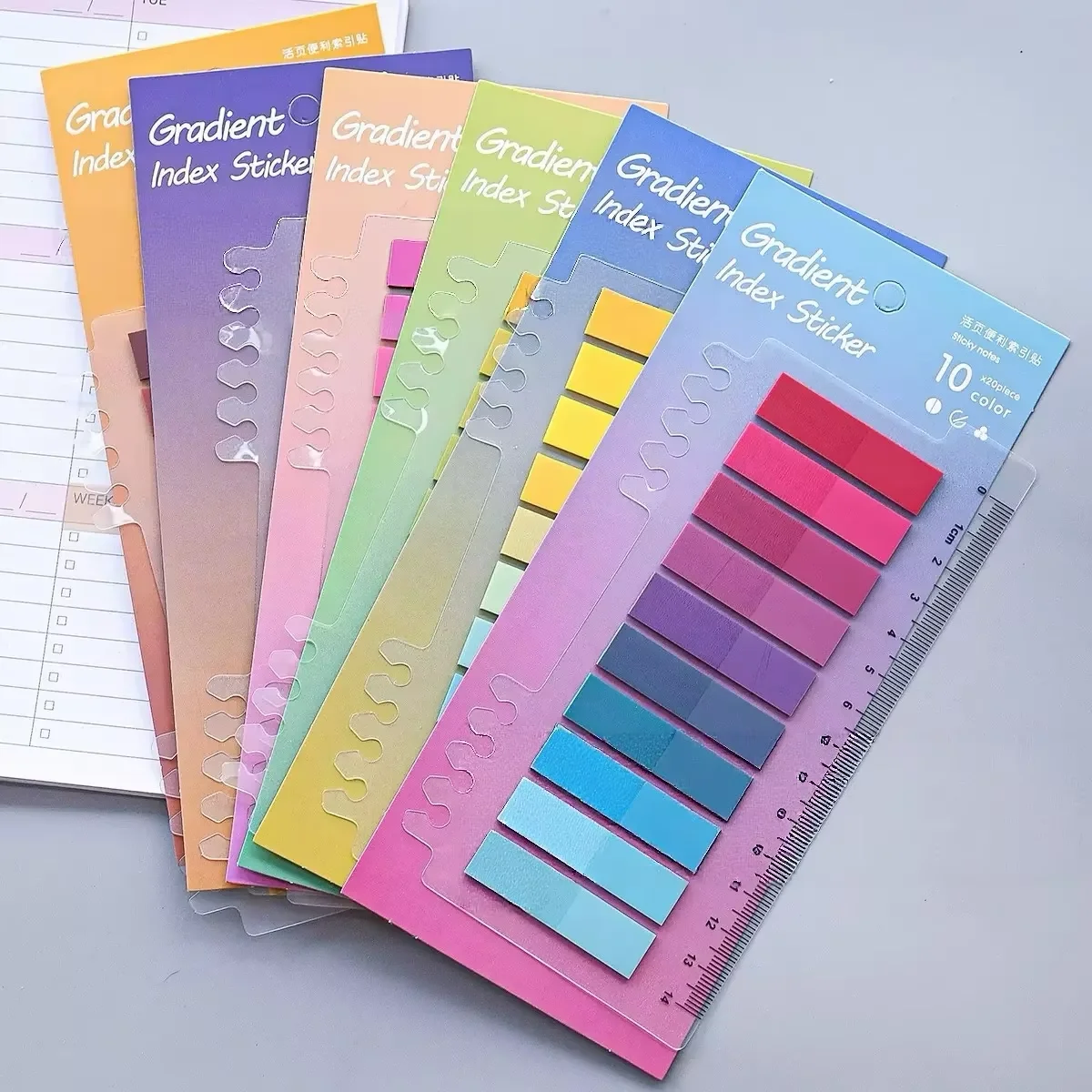 Pet Combination Sticky Notes Gradient Macaron & Maillard Colors Flat Card N-Time Stickers Reading Record Tags