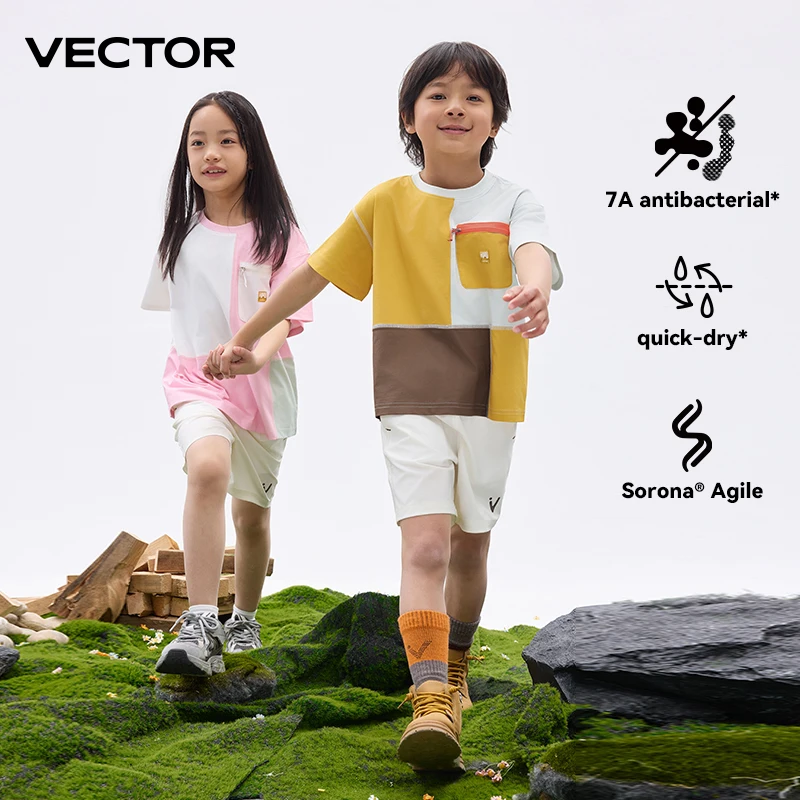 

VECTOR Children Summer Sweat Absorption Quick Drying Short Sleeve T-shirt Skin Friendly Sunscreen Fishing Hiking Surf Shirts