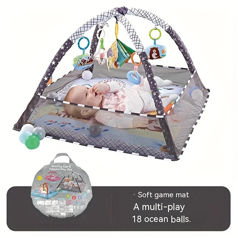 Baby Activity Gym Set, Develop Movement & Cognition with Fence Gym, Ball Pit, Crawling Mat & Sensory Toys for Newborns Toddlers