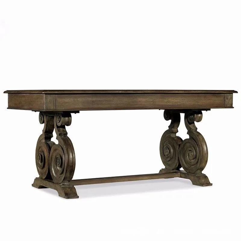 

Villa antique carved solid wood desk oak vintage desk