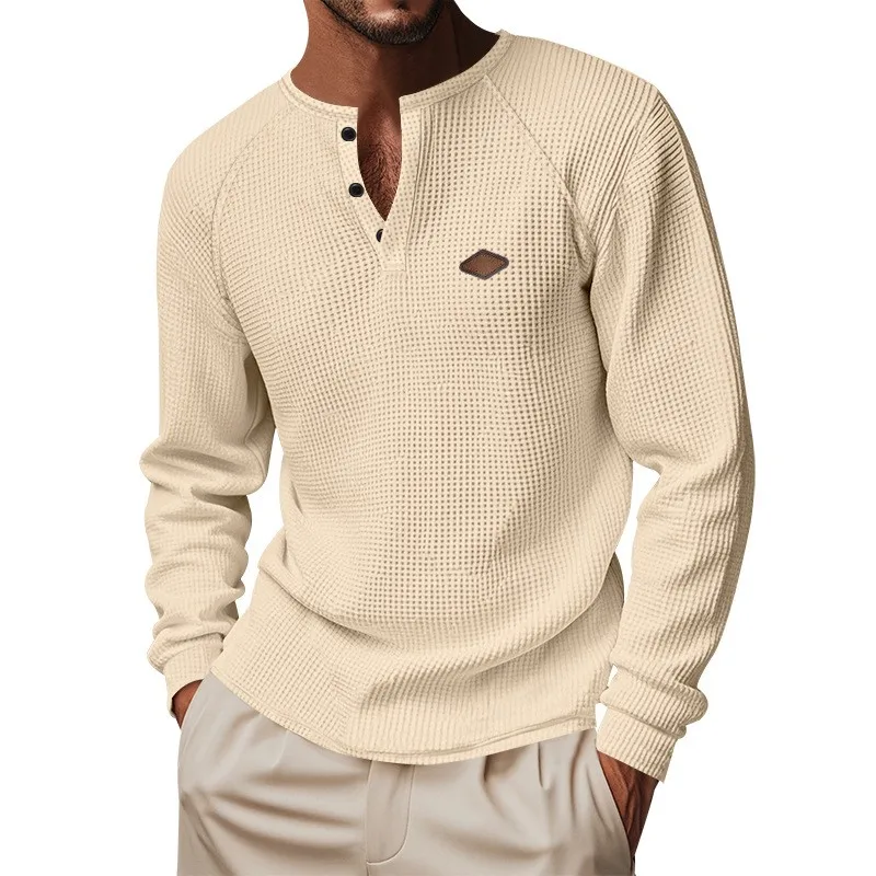 Immagine 6: Maglietta a Maniche Lunghe Casual, Vestibilità Ampia, con Cuciture Leggere, Collo Tondo, da Indossare Facilmente, per Uomo, Ideale per Autunno e Primavera