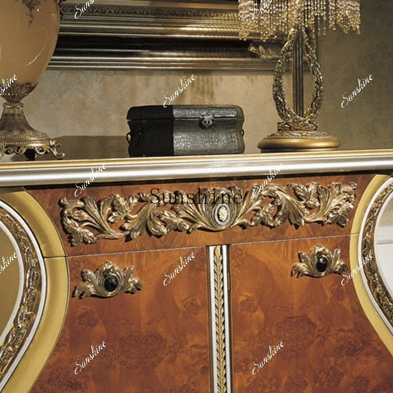 French luxury gold shoe cabinet, neoclassical furniture customization, entrance cabinet  FT