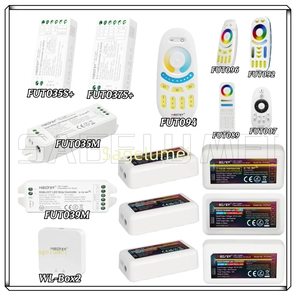 LED Controller Miboxer 2.4G Dimmer FUT035 FUT036 FUT037 FUT038 FUT039 for Single Color CCT RGB RGBW RGB+CCT Cob Strip Tape Light
