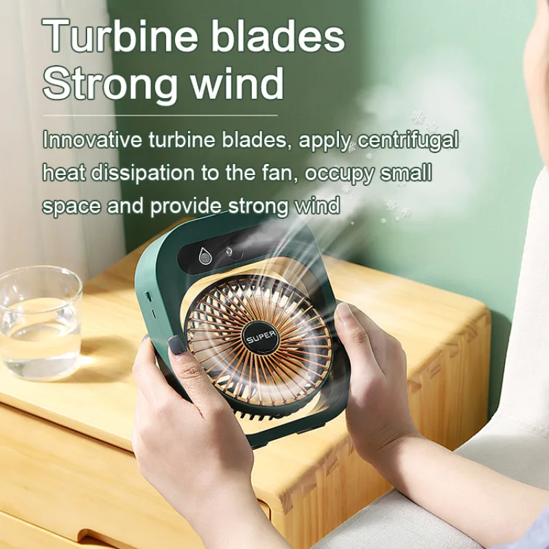 Ice mist air conditioning fan desktop humidification hydration spray water-cooled fan rechargeable USB three-speed fan