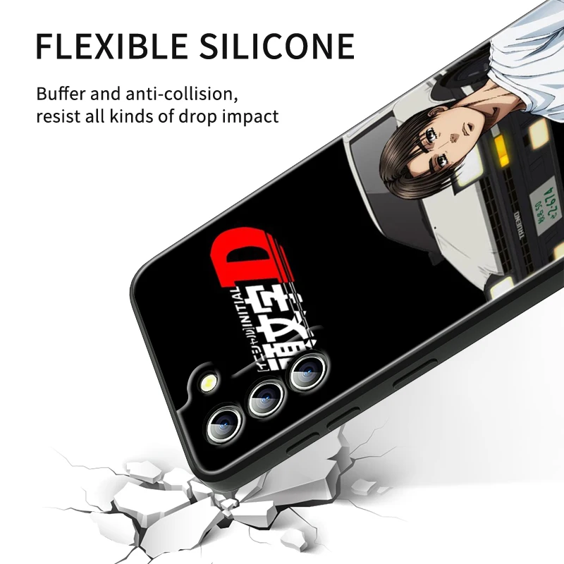 Initial D Japanese Anime For Samsung Galaxy S24 S23 S22 S21 S20 FE S10 S10E Plus Ultra Pro Lite 5G Black Cover Phone Case