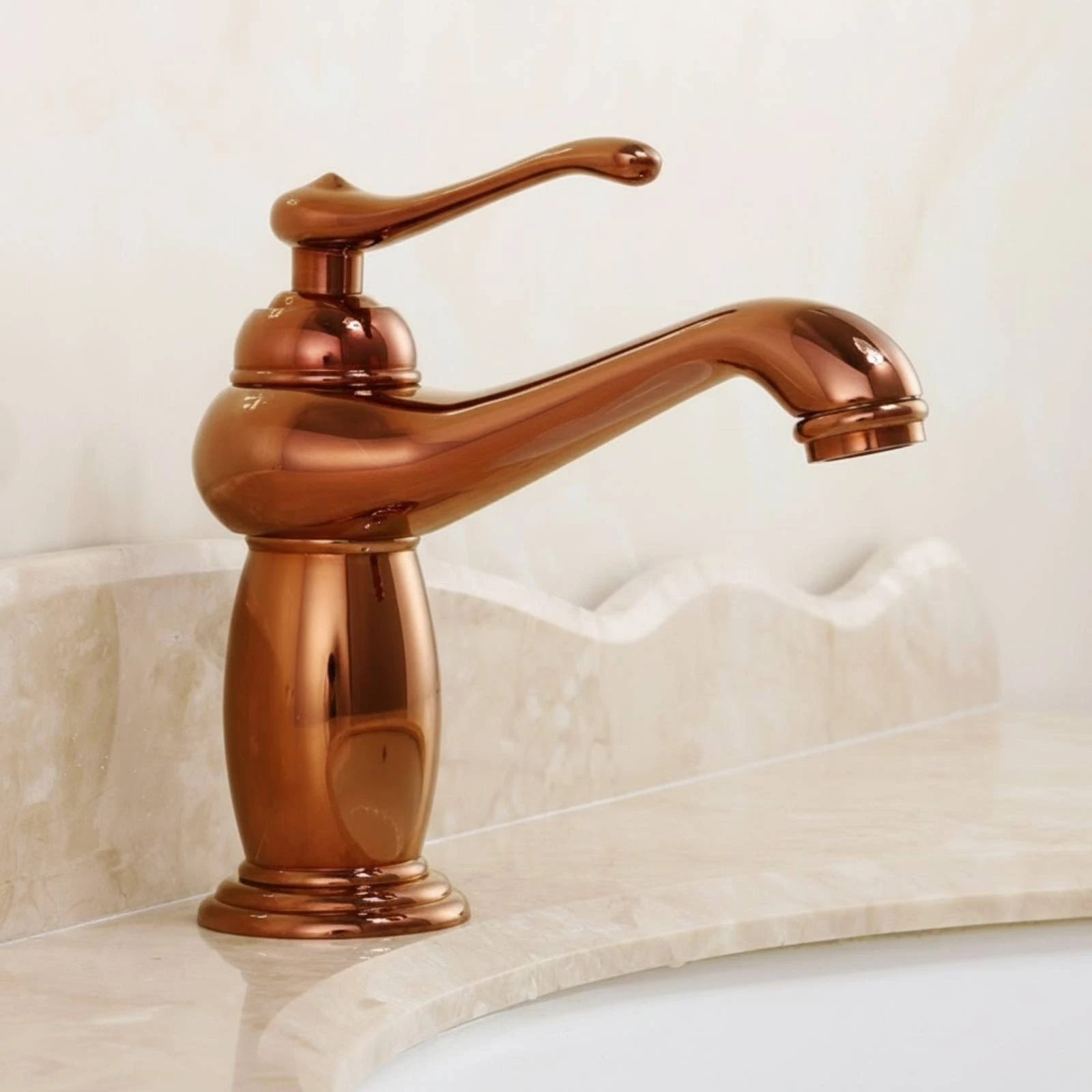 Single-Handle Basin Mixer Tap Hot and Cold Bathroom Faucet with Single Lever Basin Mixer with Curved Spout Deck-Mounted Glossy