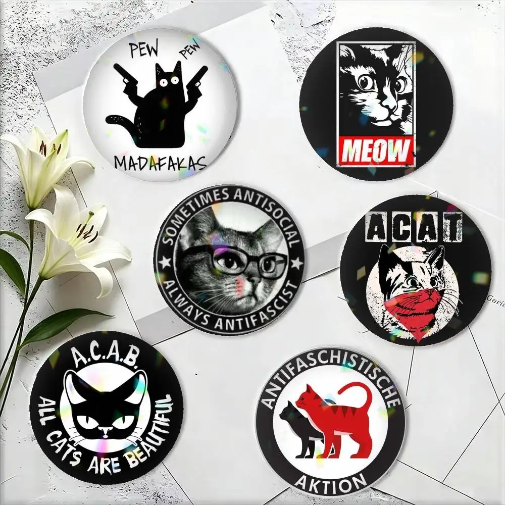 

Cute A-Antifa Kittens 25 32 44 58 75mm Badges Personalized Round Brooches Pins Accessory Gift