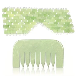 Jade Eye Face Mask Massager Cooling Sleep Eye Facial Mask & Comb Guasha Scraping Scalp Comb Facial Massage Tool SPA Beauty Tool