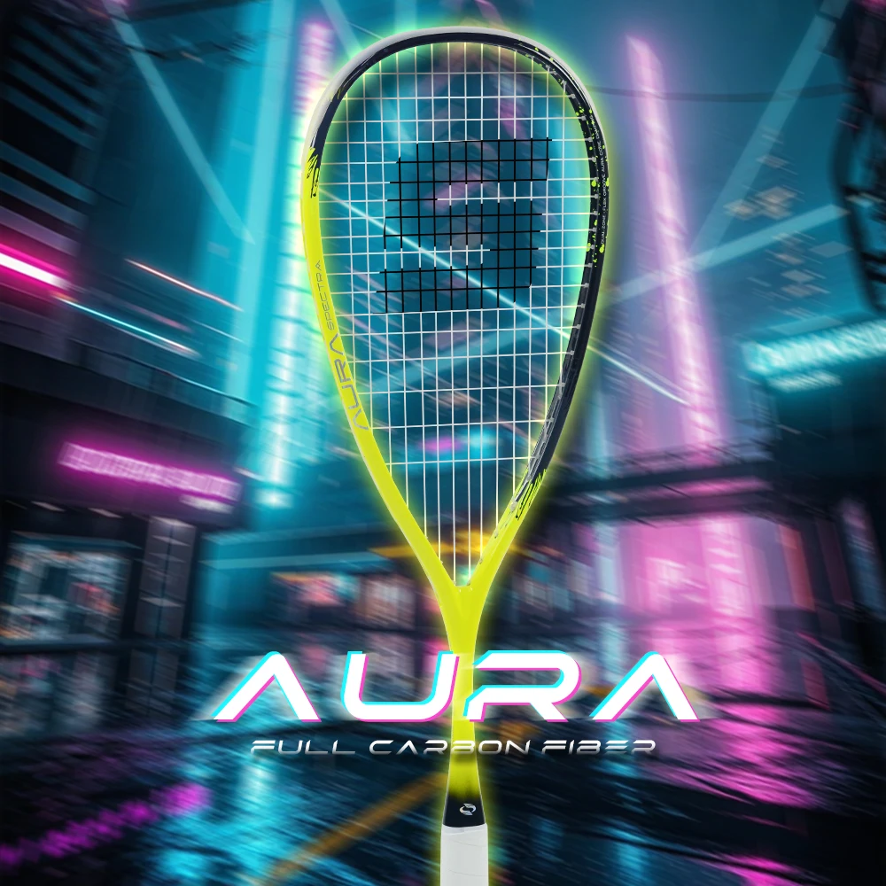 AURA Full Carbon Fiber Squash Racket T800 Carbon Enhanced Torsion Resistance 140g Lightweight Laser Pattern Gradient Paint