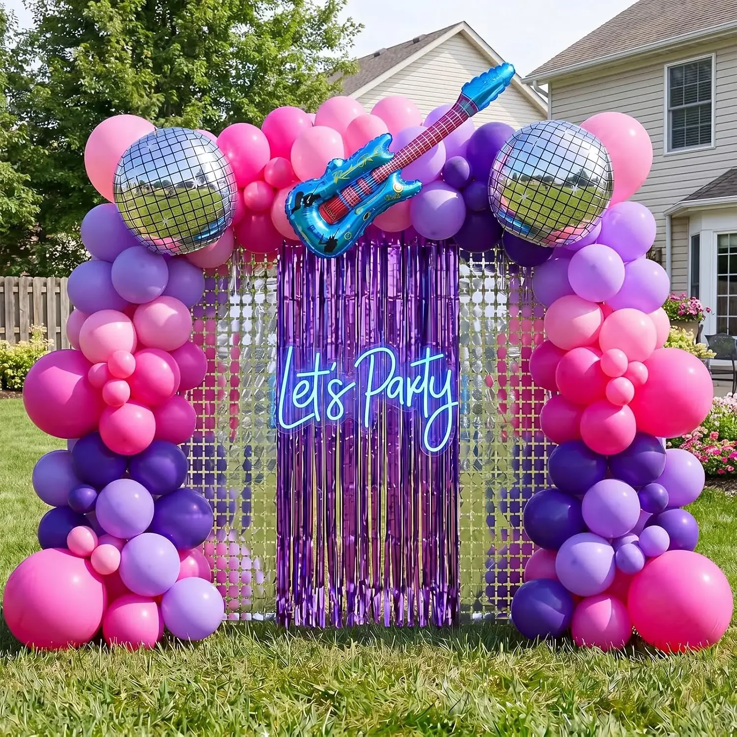 186pcs Purple Kpop Balloon Note Balloon Set Microphone Shaped Balloon for Birthday Party Disco Music Decoration