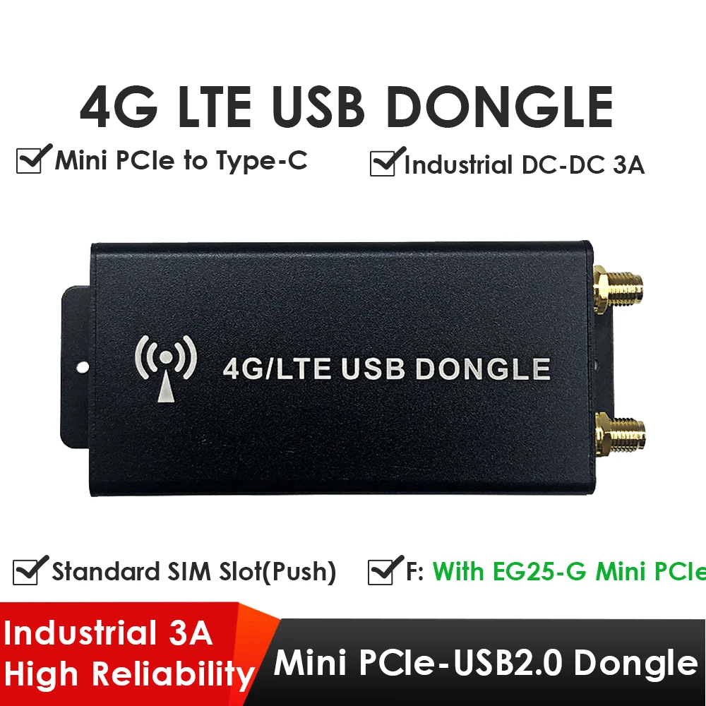 EXVIST 4G LTE Dongle with EG25-G IoT/M2M-optimized LTE Cat 4 Module Industrial Mini PCIe to USB(Type-C) Adapter EG25-G Mini PCIe