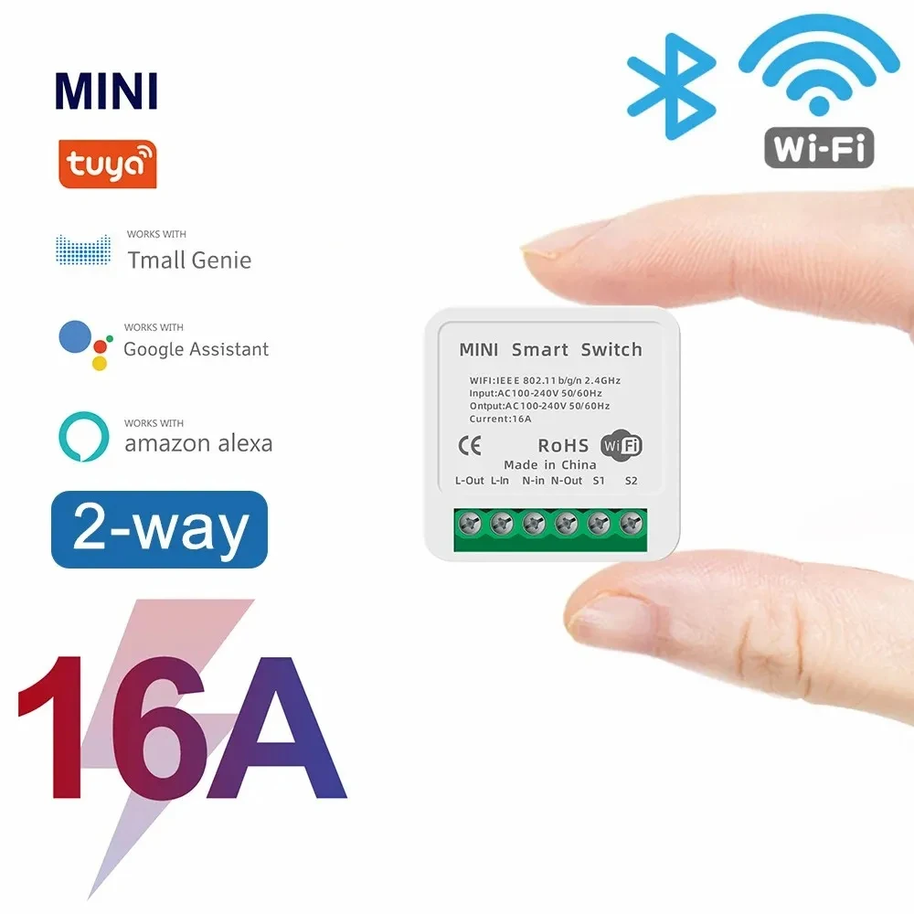 Miniinterruptor inteligente con WIFI para el hogar, dispositivo de Control de voz con temporizador, funciona con Alexa y Google Home, Tuya