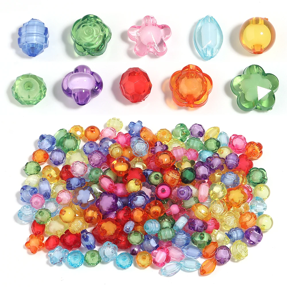 20-50 teile/los Ovale Blume Runde Acryl Perlen für Schmuck Machen Lose Spacer Perlen DIY Armband Ohrringe Perle in Perlen Großhandel