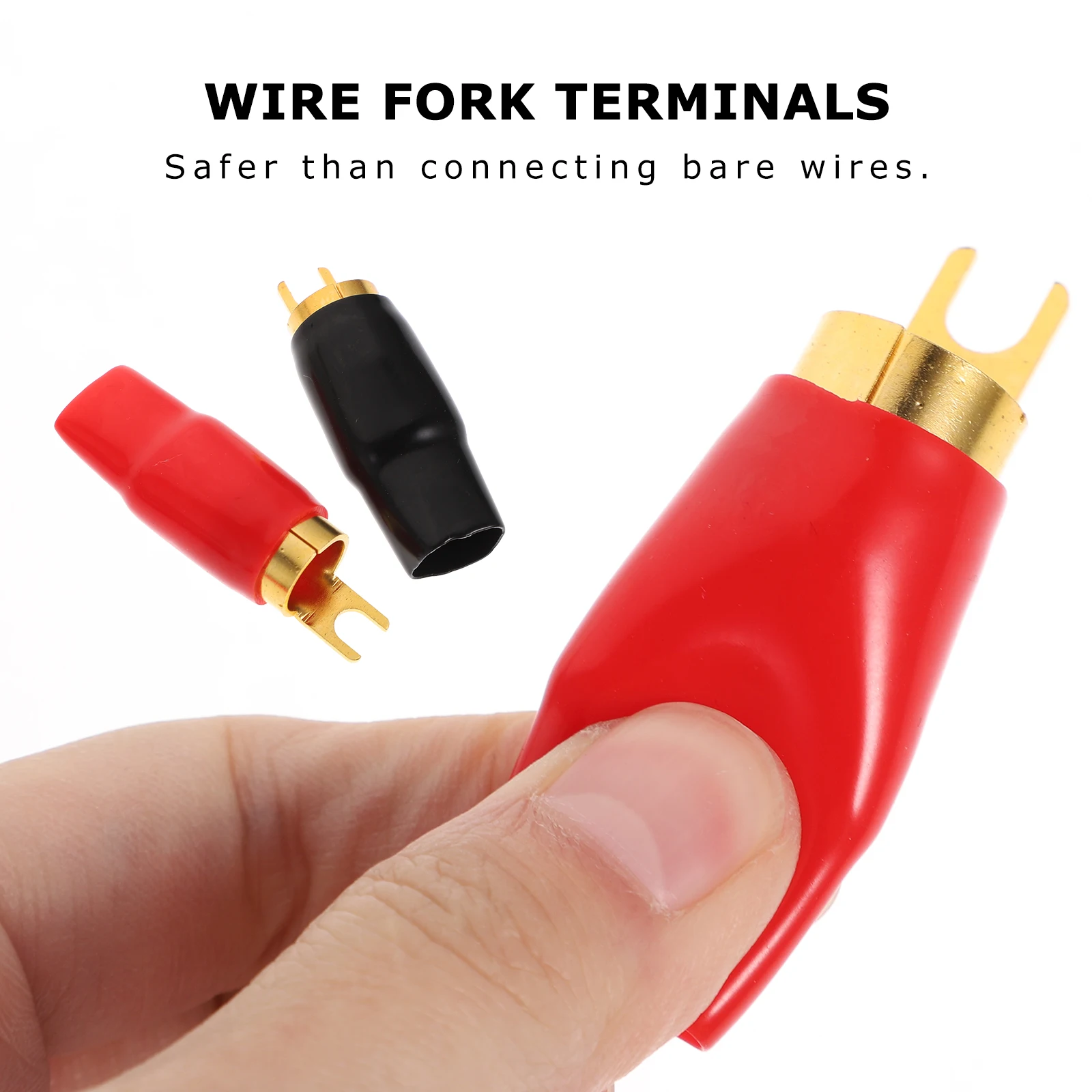 

3 Pairs Crimp Terminals 0ga Red Black Boots Gold Plated Speaker Wire Connectors Amplifier Wall Electrical Equipment