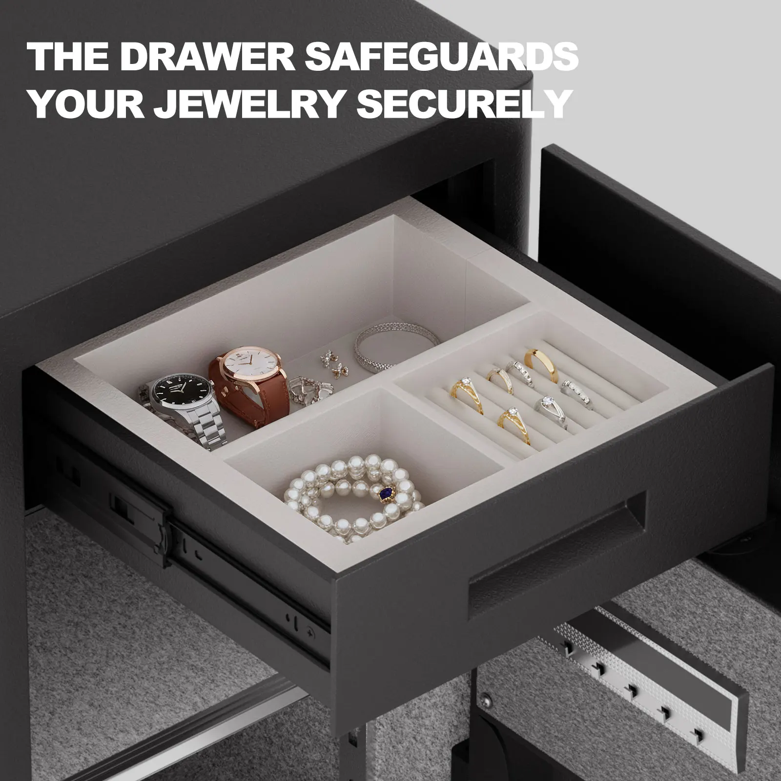 6.1 صندوق أمان منزلي على شكل شبل، آمن بسعة كبيرة مع أدراج مجوهرات، آمن رقمي مع أرفف قابلة للإزالة ونظام إنذار. #4