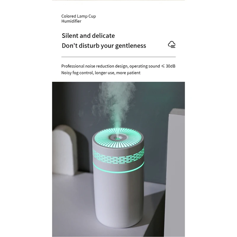 مرطب هواء 250 مل للمنزل والسيارة بخاخ USB مع منقي مصباح ليلي ملون LED-C