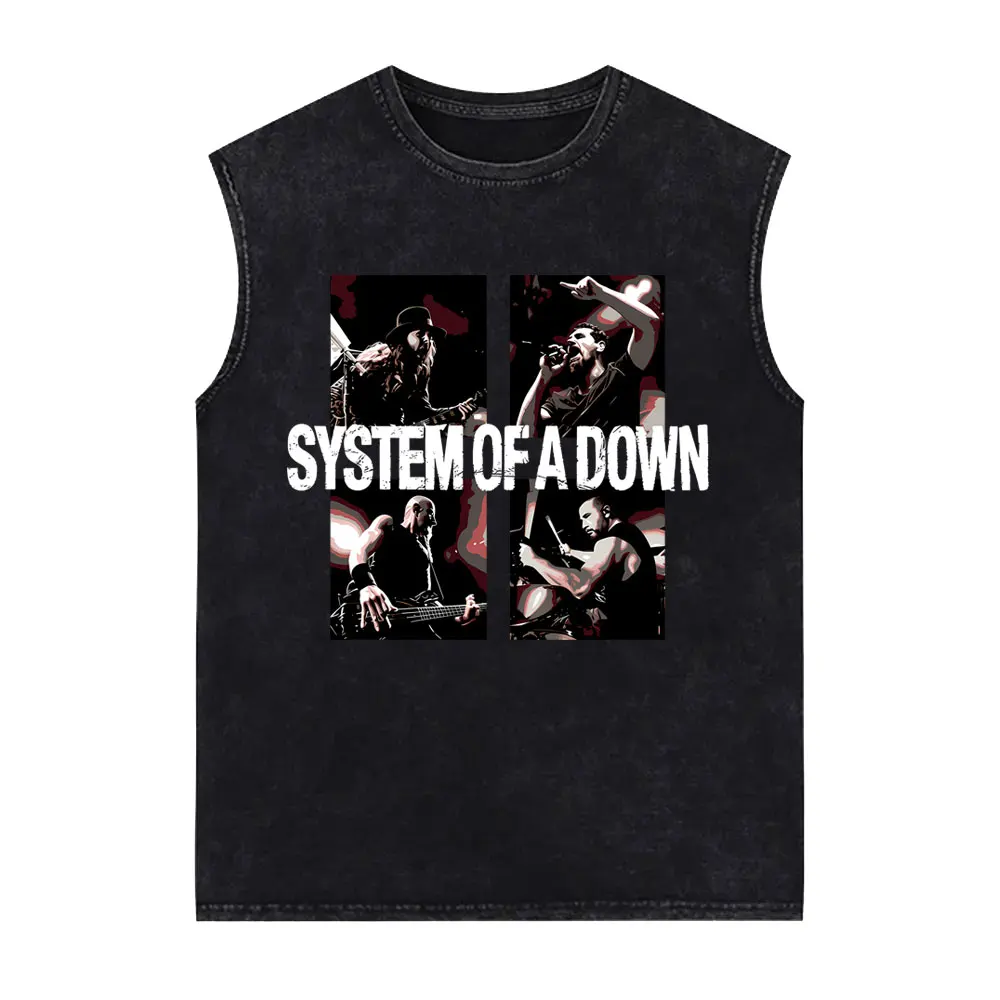System of A Down Tour 2026 Vintage Washed Sleeveless Vest T Shirts Men's Women Rock 90s Alternative Metal Oversized Tank Tops