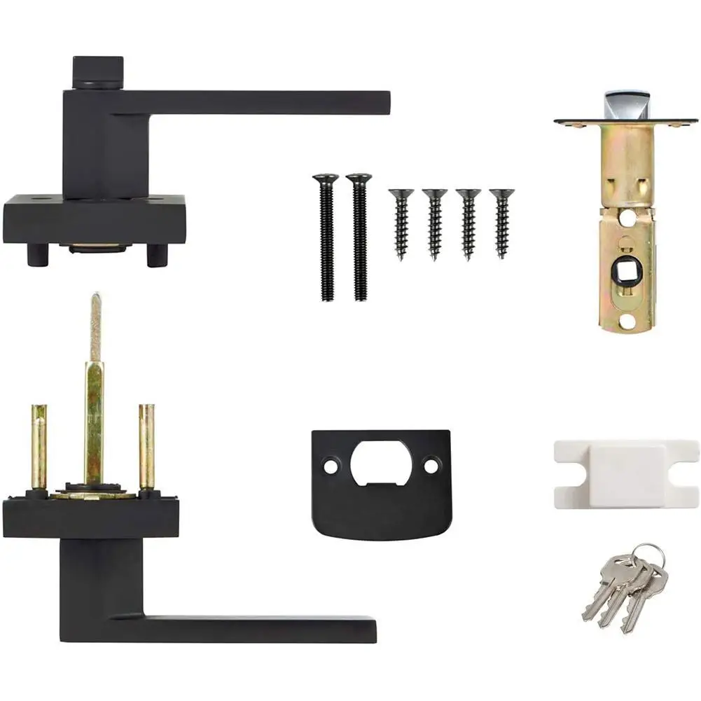 Bathroom Bedroom Interior Door Handle Lock with Core/latch, Heavy Duty Door Lock Handle Kit, Security Accessories