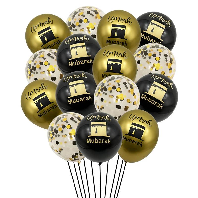 1 Beutel Schwarz Gold Umrah Mubarak Latex Konfetti Luftballons Ramadan Kareem Dekor Eid Mubarak Islamischen Muslimischen Festival Party Supplies