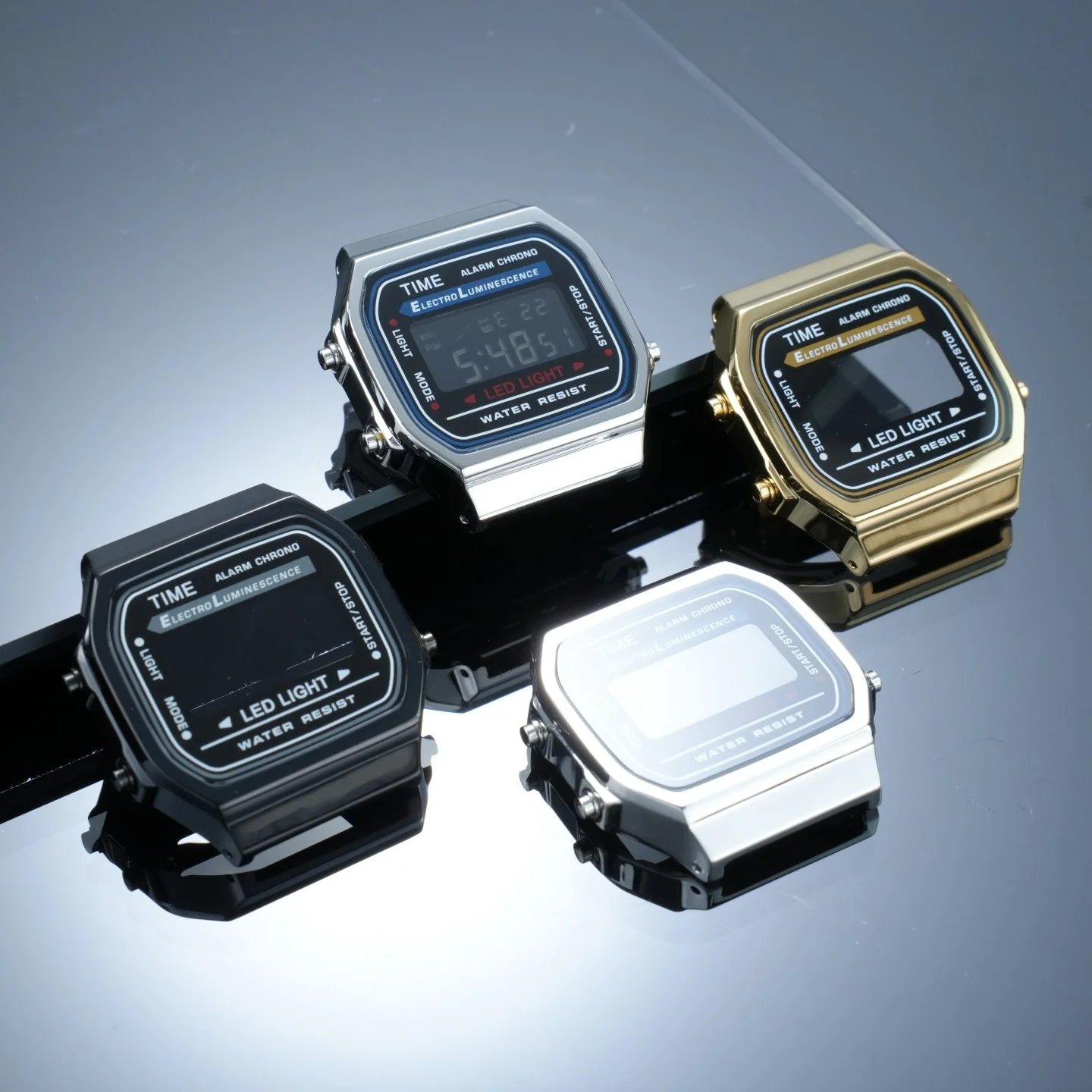 For Casio Small Square A168 Stainless Steel Watch Case Strap Upgrade Modify A168WG Metal Case Bracelet Watch Chain Gold Black