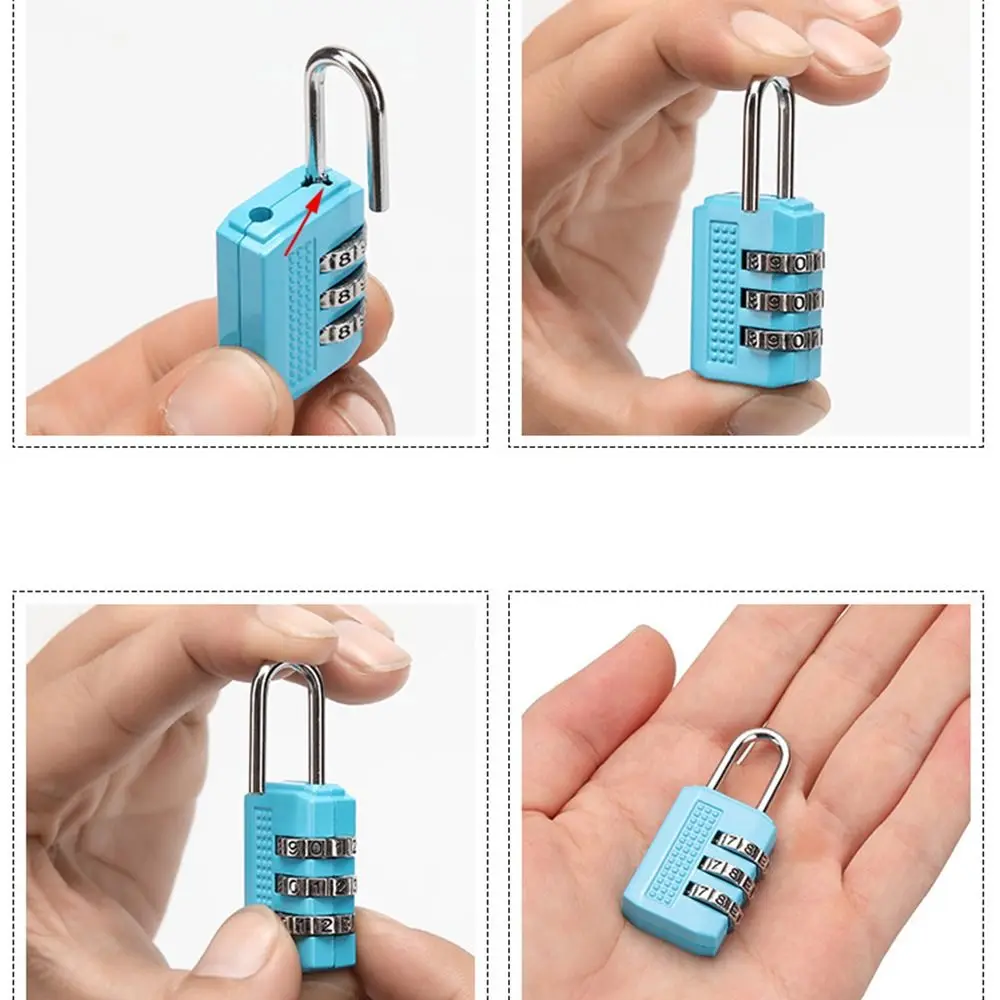 Multifunctional Mini Number Lock Durable 3 Digit Password Lock Solid Color Anti-theft Alloy Padlock Trolley Case