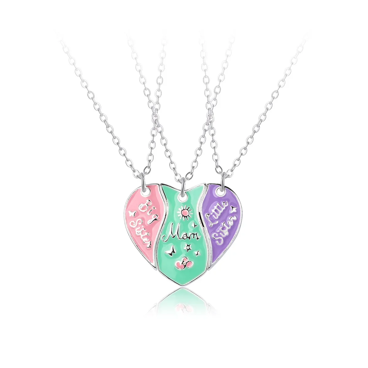 Fashion Mom Big Little Sister Heart Magnet Necklace for Women Girls Broken Heart Clavicle Chain BFF Best Friends Jewelry Gift