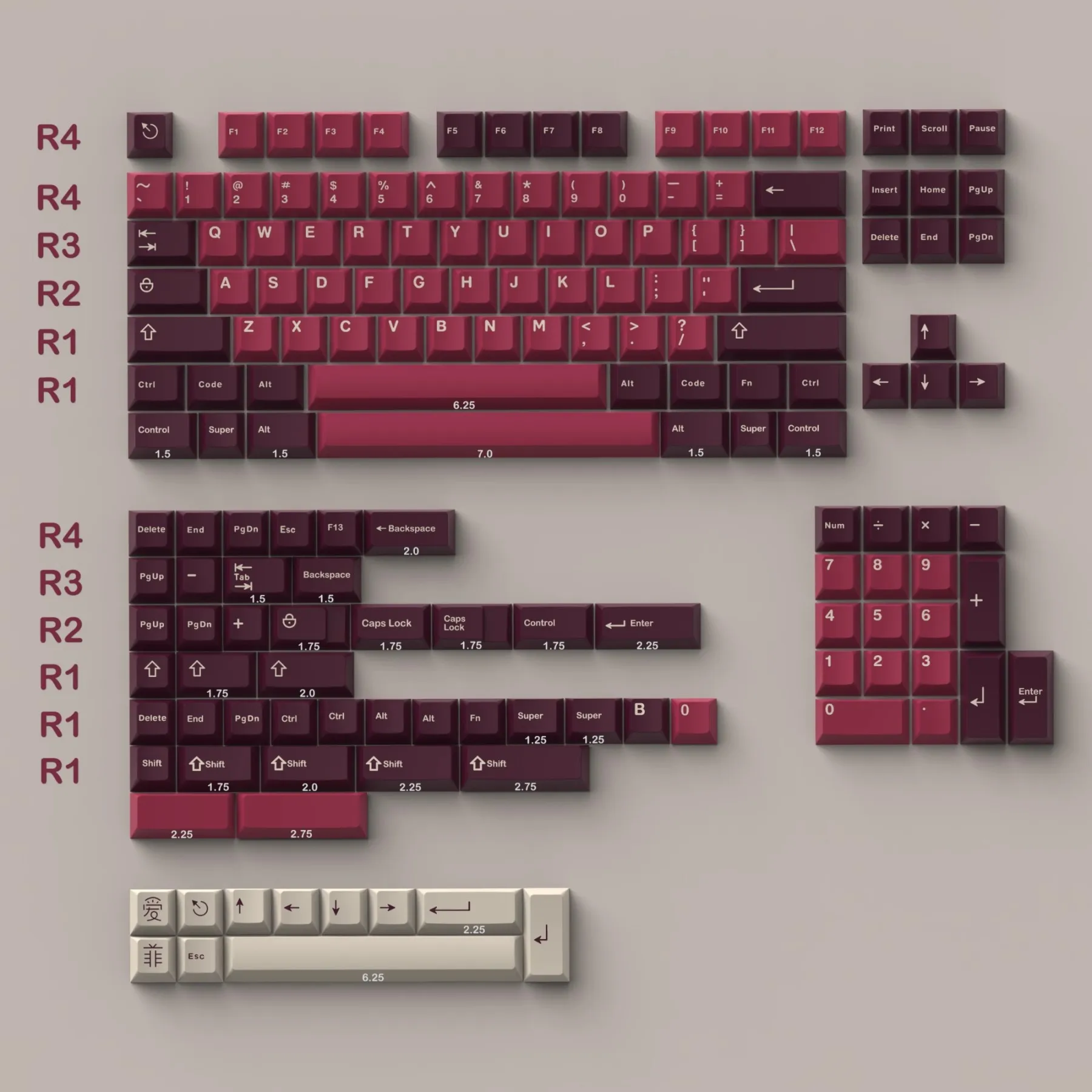 Aifei Pleuche Cake Keycaps Red Color ABS Double Shot Lightproof Cherry Profile For 61 64 68 84 87 96 980 Mechanical Keyboard