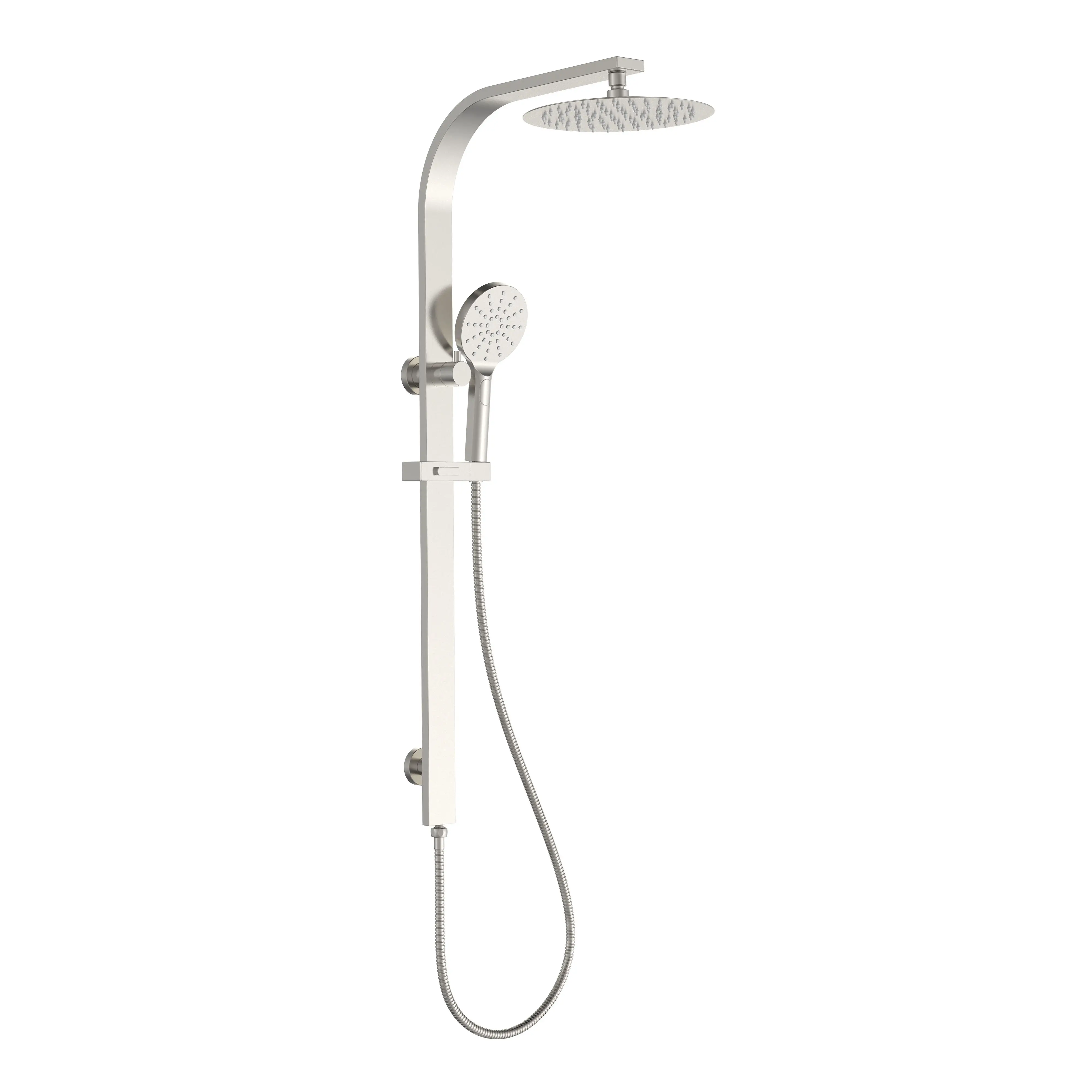 Luxury Rectangular Bathroom Brass Chrome Shower Column Set Polished Surface Thermostatic Faucets Multiple Soft Rain Massage Jet