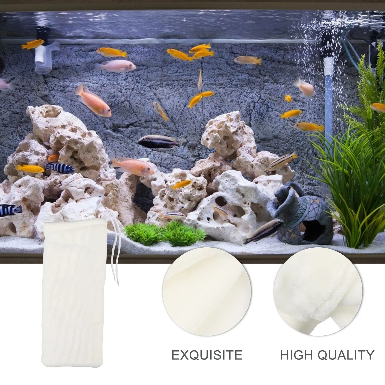 

3Pcs Aquarium Bag Filter Biological Filtration Fish Tank Bottom Water Change Filtration Tool Aquatic Bags for Fresh