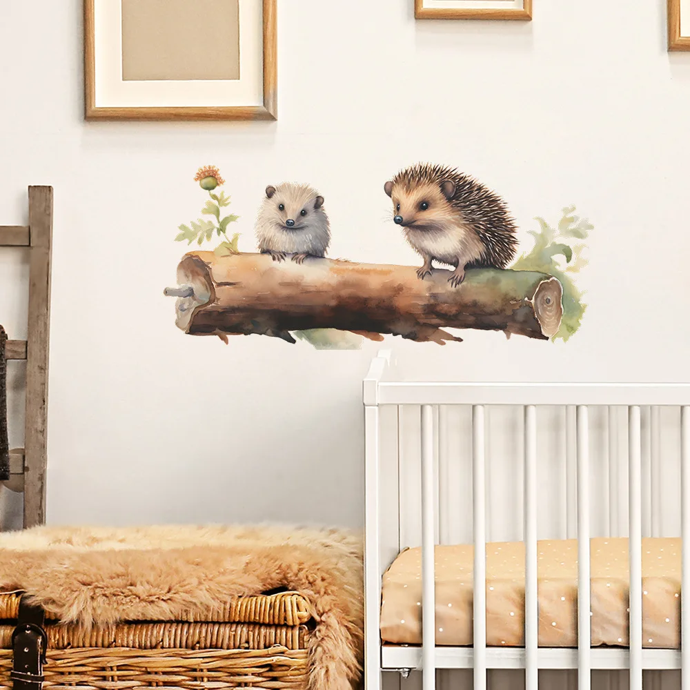 Cartoon Painted Hedgehogs Wall Sticker Kids Room Background Decor Mural Cute Animal Bedroom Home Decoration Self-adhesive Decals