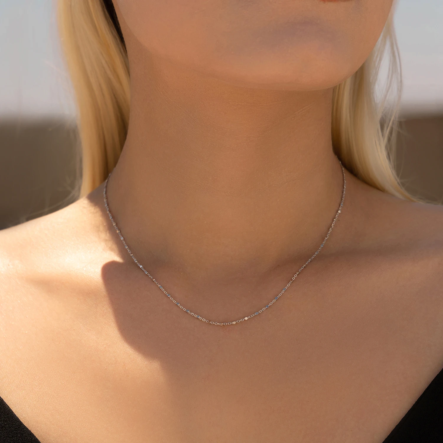 YANLOK 925 Sterling Silver Classic Minimalist Geometric Charm Chain Necklace For Women Fine Jewelry Accessories