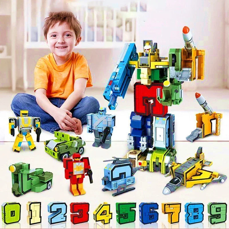 

5cm Numbers Action Figures Assemble Transforming Alphabet Letters Deformation Car Robots Transformation Model Toy Christmas Gift