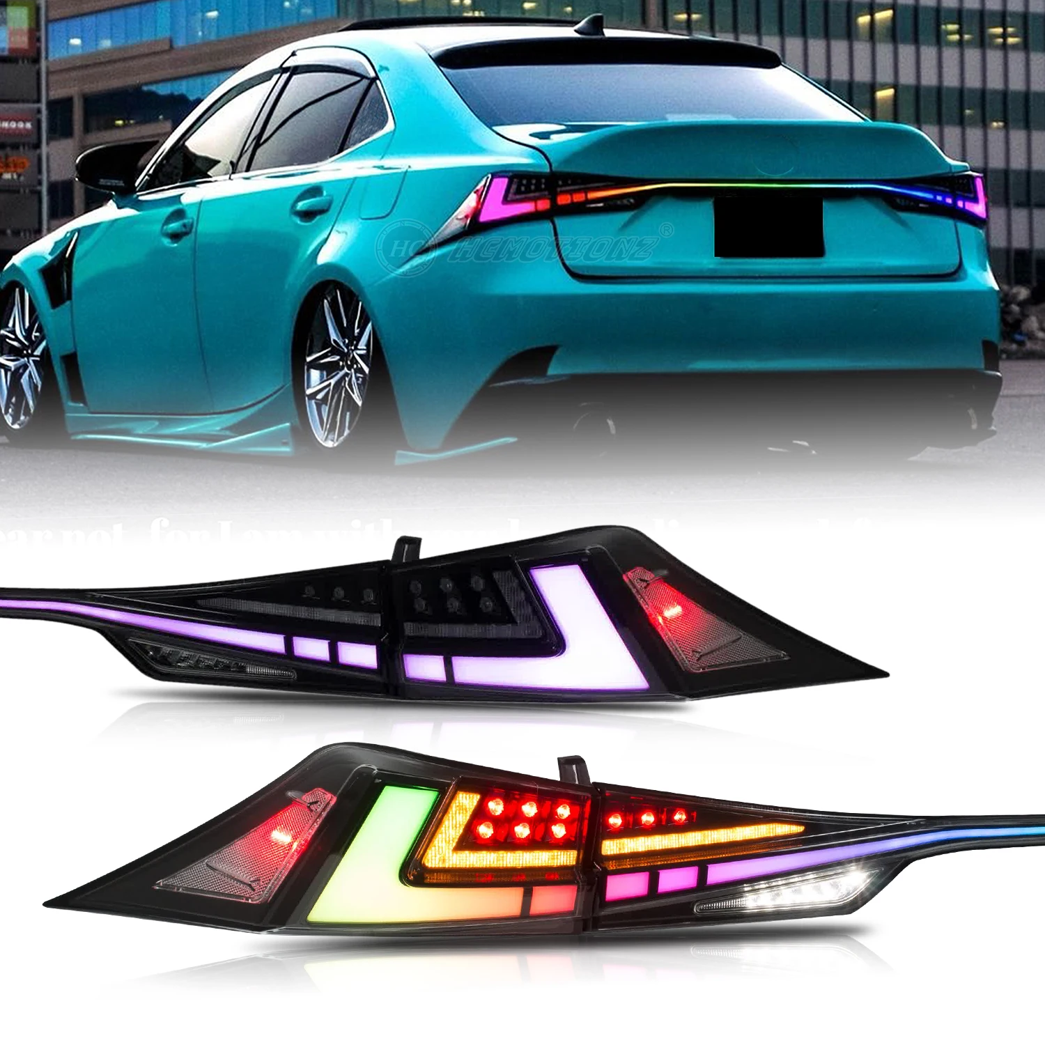 

HCMOTIONZ High Quality 2014-2020 Start up Animation DRL RGB Taillights IS250 300 350 300h Rear Back Lamps for Lexus IS 200t F