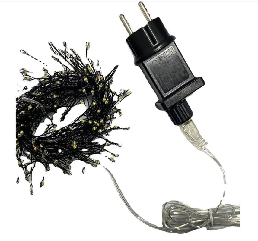 أضواء LED أضواء سلسلة الأسلاك النحاسية أقدام حريش سوداء أضواء الديكور في ساحة العطلات الداخلية والخارجية #3