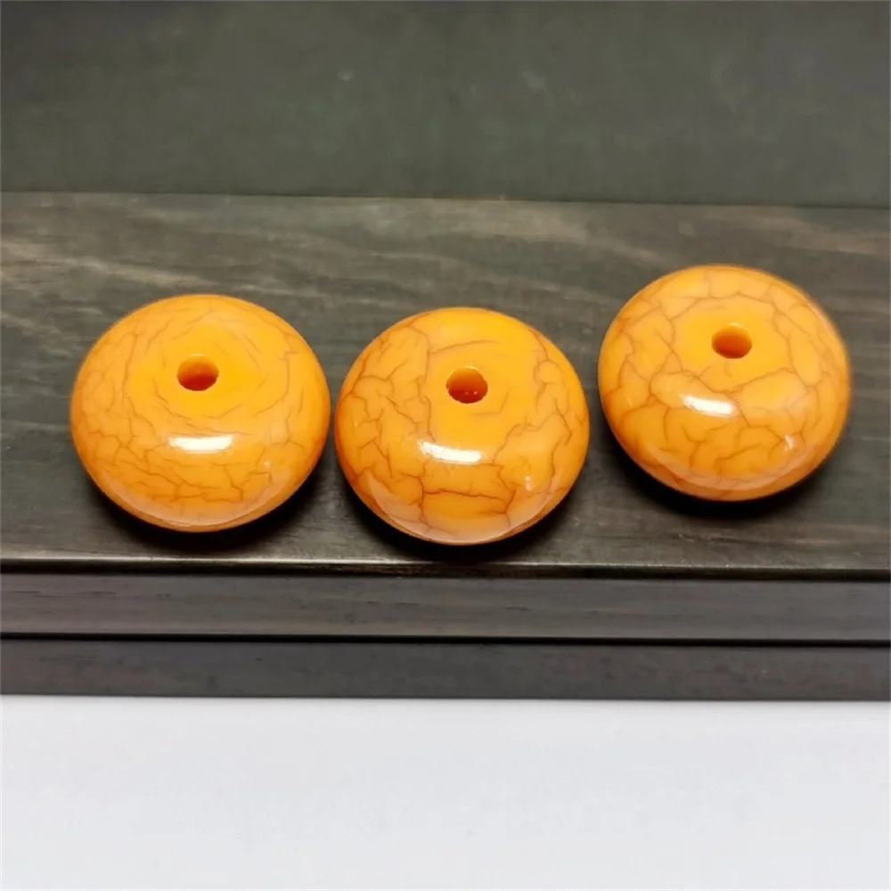 Honey Resin Beeswax 18x10mm Yellow Amber Stripes Gems Wheels Abacus Spacer Loose Beads DIY Jewelry Making Necklace Bracelet