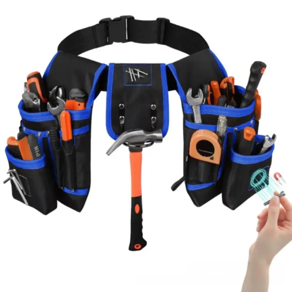 26-Strap Design Magnetic Tool Belt Sturdy Construction Magnetic Tool Holder Heavy Duty Tool Bag Multi-Pocket System
