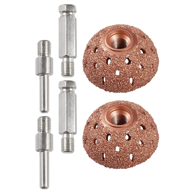 2 Set 42Mm Tire Buffer Wheel Bowl Type Grinding Head Tungsten Steel Tire Repair Tool With 2 Pcs Linking Rod Adapter