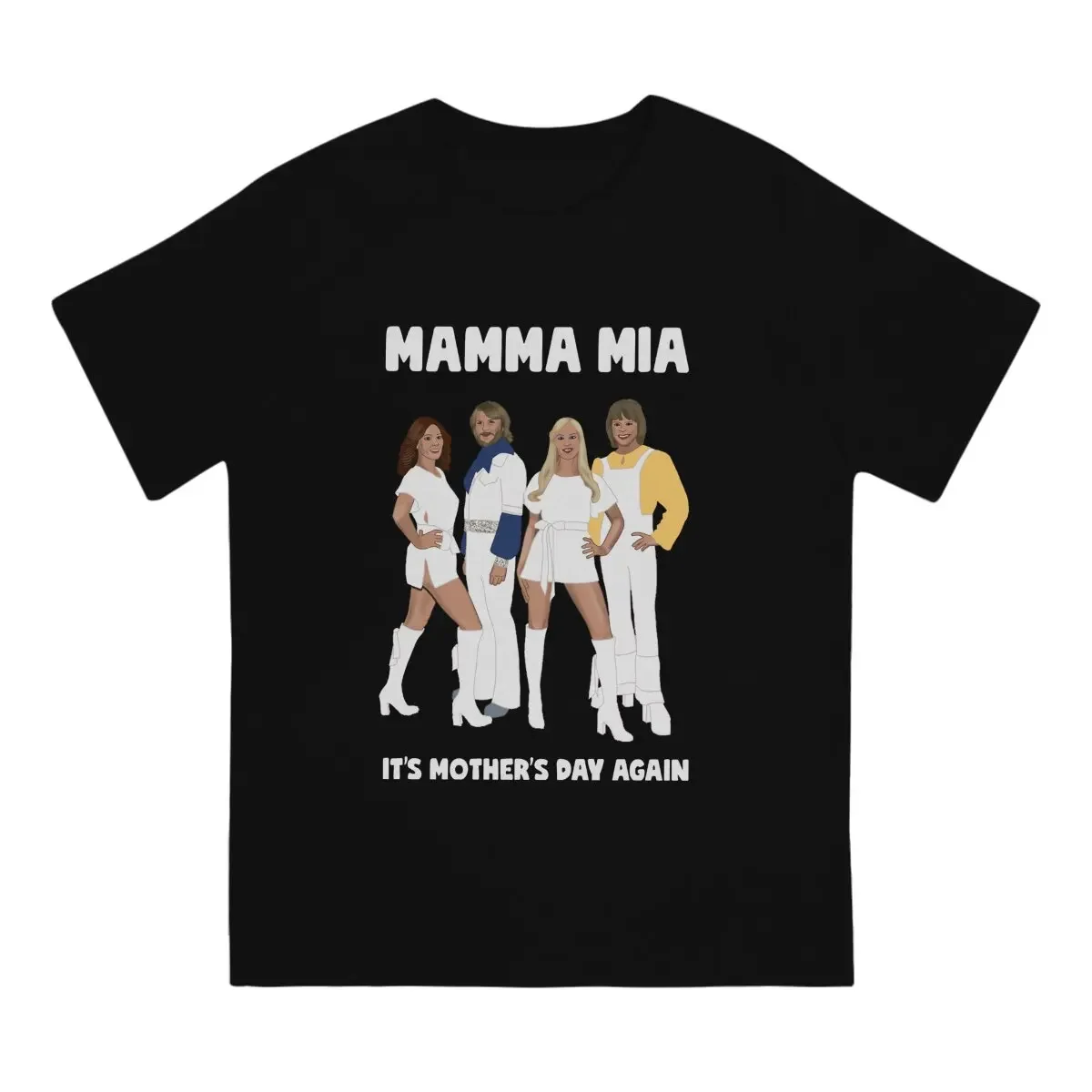 Fashion Mamma Mia Music T-Shirts for Men Round Neck 100% Cotton T Shirt A-ABBA Band Short Sleeve Tee Shirt Birthday Present